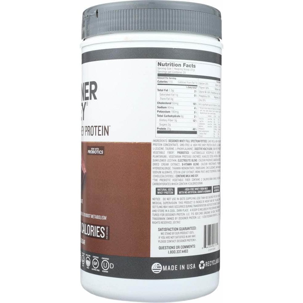 DESIGNER PROTEIN Designer Protein Whey 100% Premium Powder Gourmet Chocolate, 2 Lb