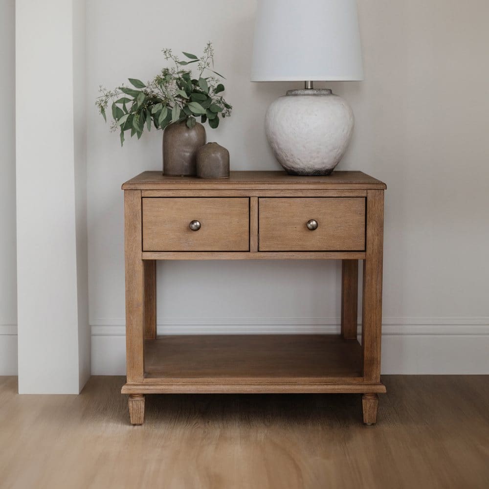 details by Becki Owens Ren 2-Drawer Nightstand Distressed Natural Wood Finish - Shop the Collection - ShelHealth