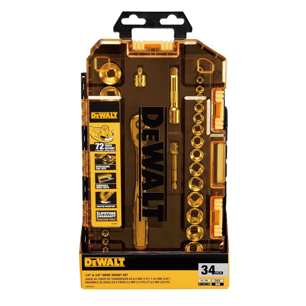 Dewalt Dewalt 34 pc. 1/4 And 3/8 Drive Socket Set - Home/Home/Home Improvement/Hand & Power Tools/ - Dewalt