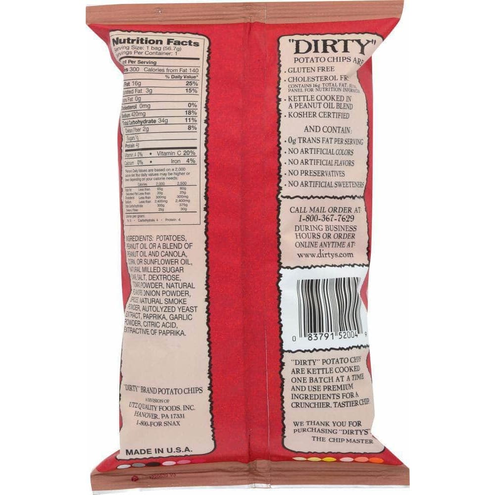 Dirty Potato Chips Dirty Potato Chip Chips Potato BBQ Mesquite, 2 oz