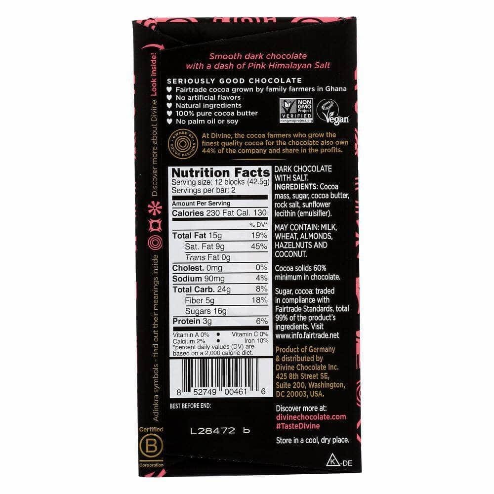 Divine Chocolate Divine Chocolate Dark Chocolate with Pink Himalayan Salt, 3 oz