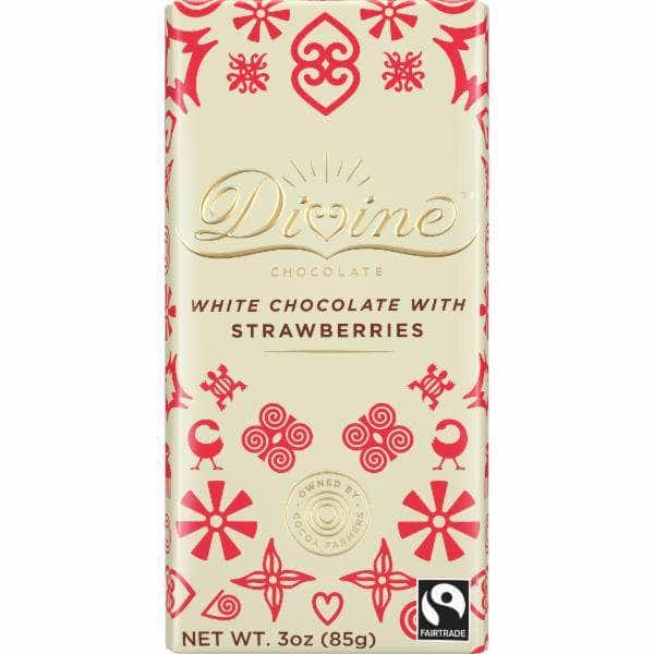 Divine Chocolate Divine Chocolate White Chocolate Bar with Strawberries, 3 oz