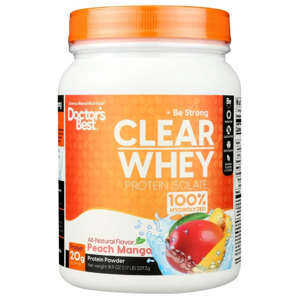 DOCTORS BEST Vitamins & Supplements > Protein Supplements & Meal Replacements > PROTEIN & MEAL REPLACEMENT POWDER DOCTORS BEST Clear Whey Protein Isolate Peach Mango, 529.2 gm