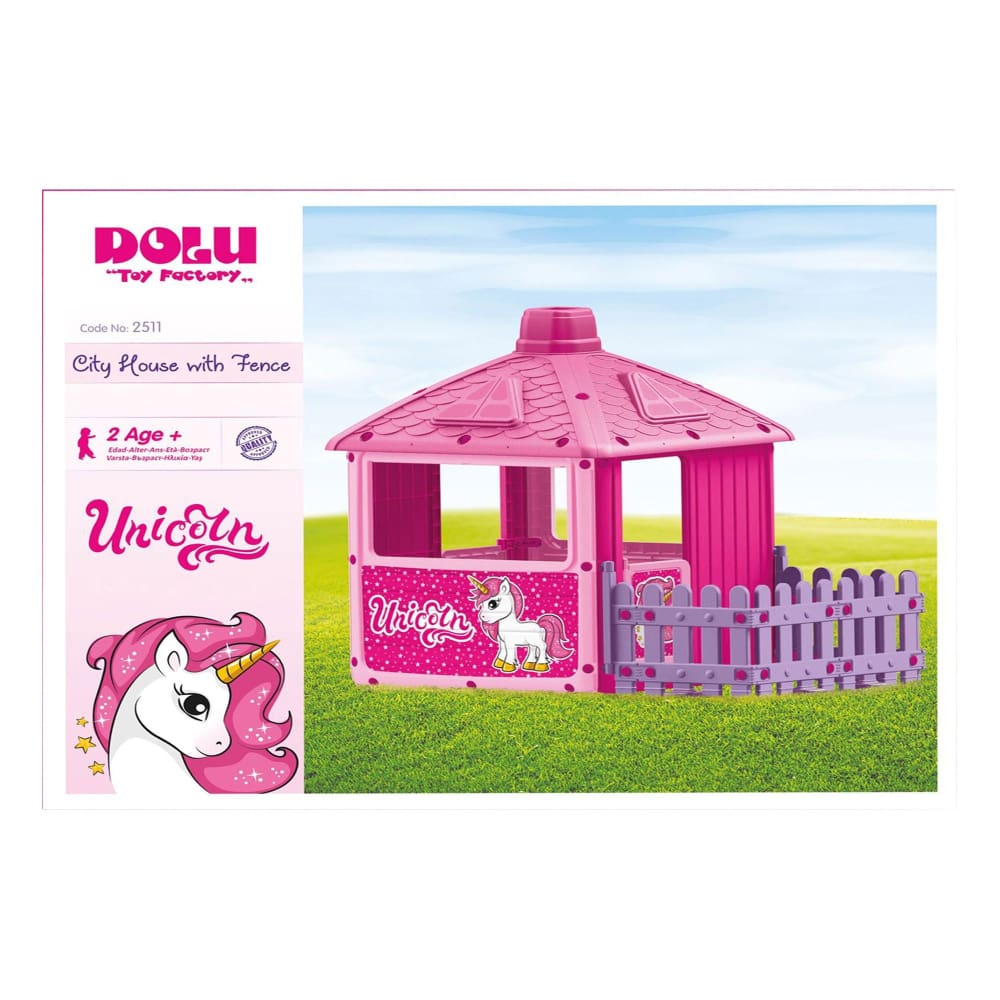 Dolu Toys Unicorn Play House with Fenced Garden - Pink - Home/Toys/Indoor Play/Pretend Play/ - Unbranded