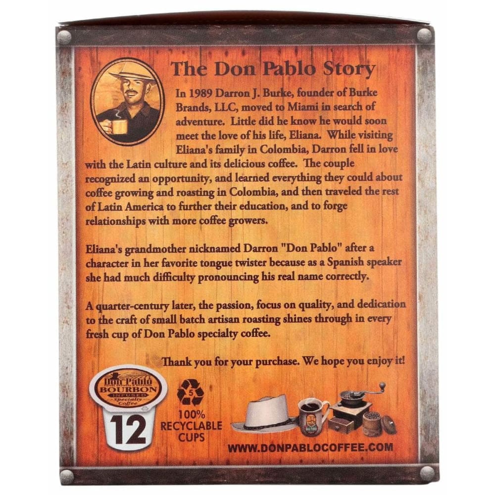 DON PABLO Grocery > Beverages > Coffee, Tea & Hot Cocoa DON PABLO: Bourbon Infused Coffee Single Serve Cups, 12 ea