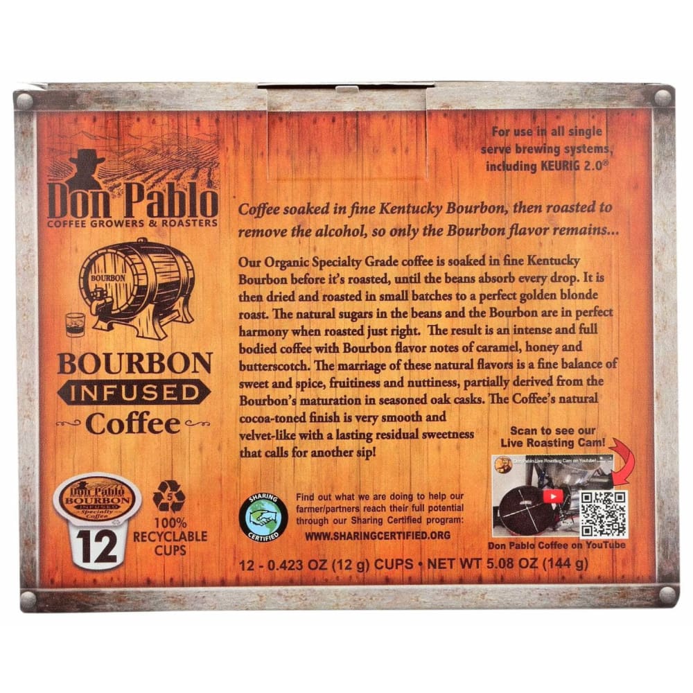 DON PABLO Grocery > Beverages > Coffee, Tea & Hot Cocoa DON PABLO: Bourbon Infused Coffee Single Serve Cups, 12 ea