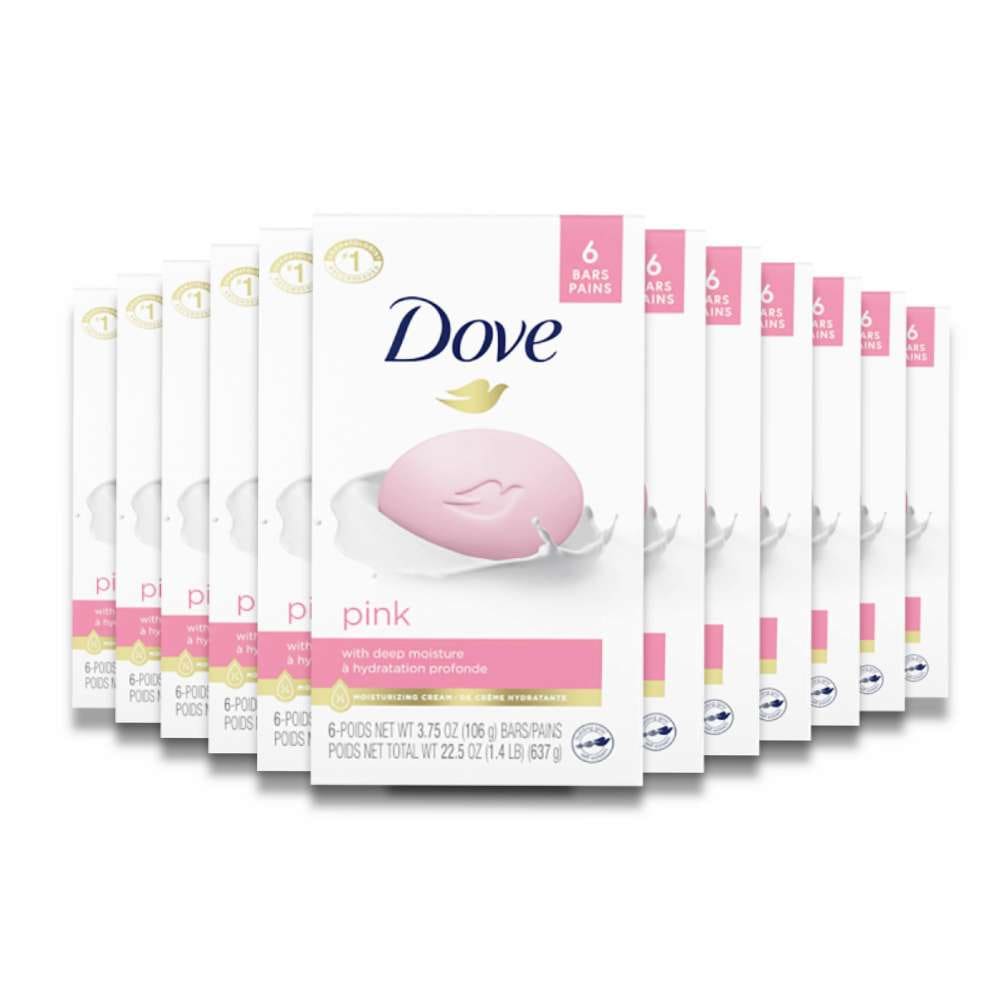 Dove Beauty Bar Gentle Skin Cleanser Pink 3.75 OZ 6 ct - 12 Pack - Bar Soap - Dove