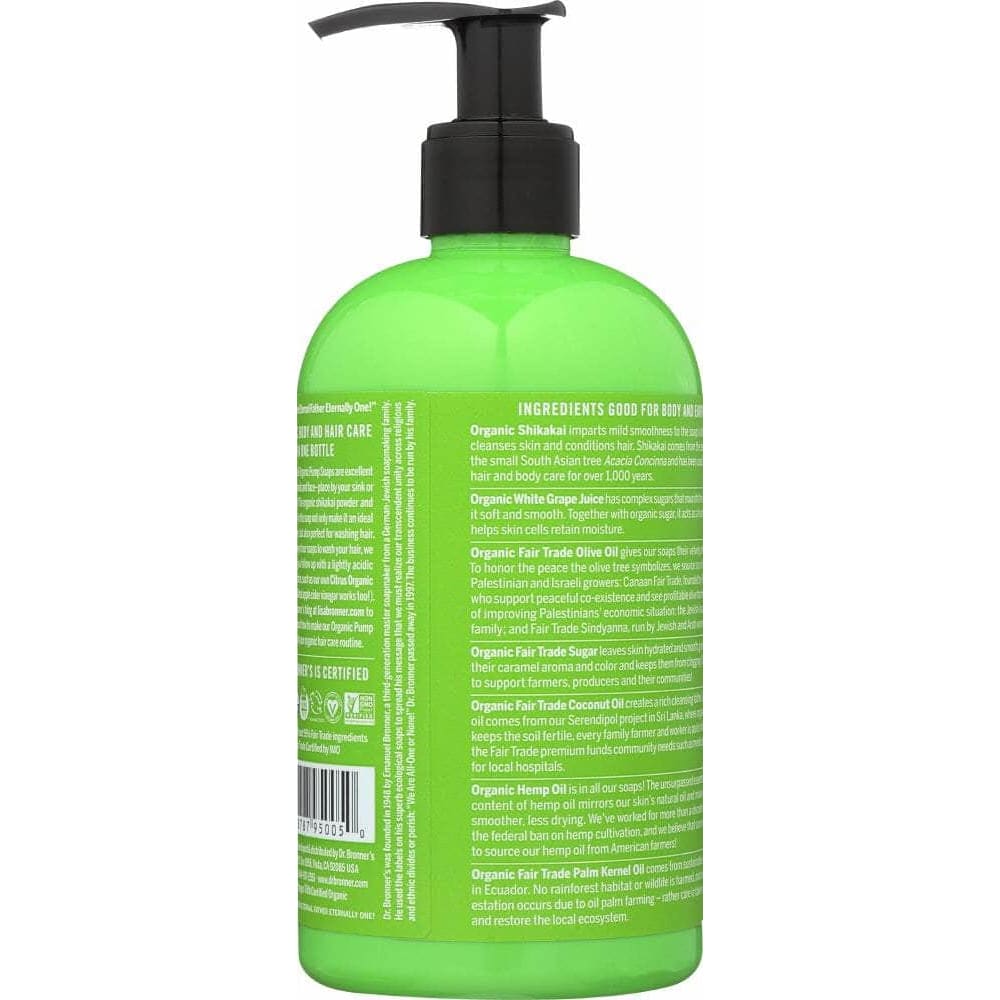 DR BRONNERS Beauty & Body Care > Soap and Bath Preparations > Soap Liquid DR. BRONNER'S: 4-in-1 Sugar Lemongrass Lime Organic Pump Soap, 12 oz