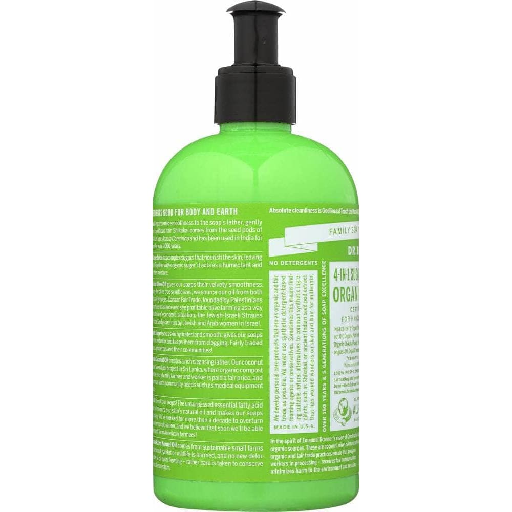 DR BRONNERS Beauty & Body Care > Soap and Bath Preparations > Soap Liquid DR. BRONNER'S: 4-in-1 Sugar Lemongrass Lime Organic Pump Soap, 12 oz