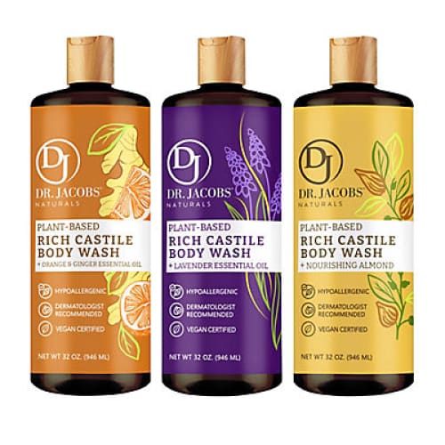 Dr Jacobs Castile Body Wash 3 pk./ 32 oz. - Orange Ginger Lavender Almond - Home/Personal Care/Personal Care Value Packs & Bundles/ -