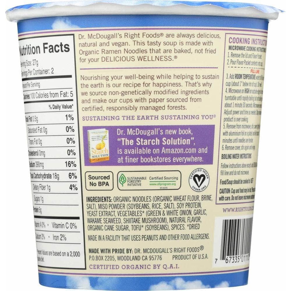 Dr Mcdougalls Dr Mcdougalls Ramen Soup Vegan Miso, 1.9 oz