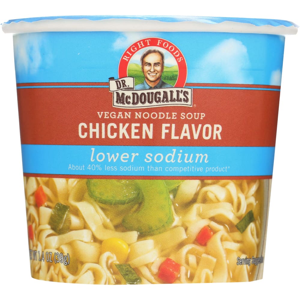 DR. MCDOUGALL’S: Vegan Chicken Noodle Lower Sodium Soup 1.4 Oz (Pack of 6) - DR MCDOUGALLS