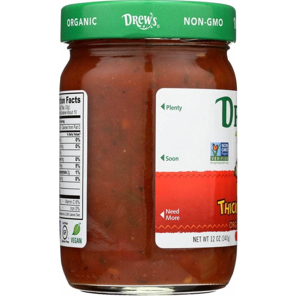 Drews Organics Drews Hot Thick & Chunky Medium Salsa Organic, 12 oz