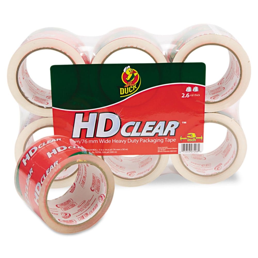 Duck - Heavy-Duty Carton Packaging Tape 3 x 55yds Clear - 6/Pack - Tape & Adhesives - Duck