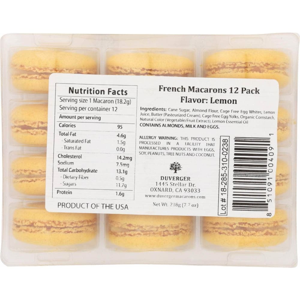 Duverger Duverger French Macarons Lemon, 72 pc