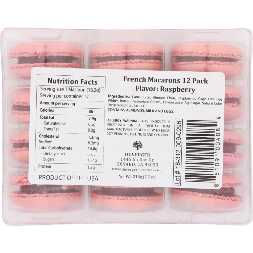 Duverger Duverger French Macarons Raspberry, 72 pc