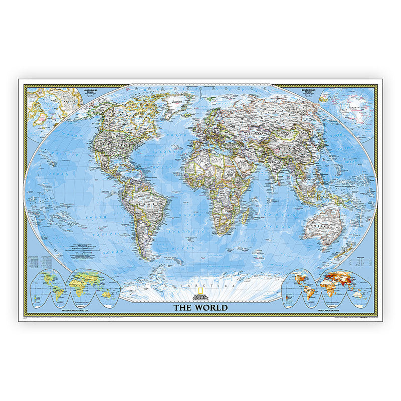 World Classic Map Poster Size Laminated