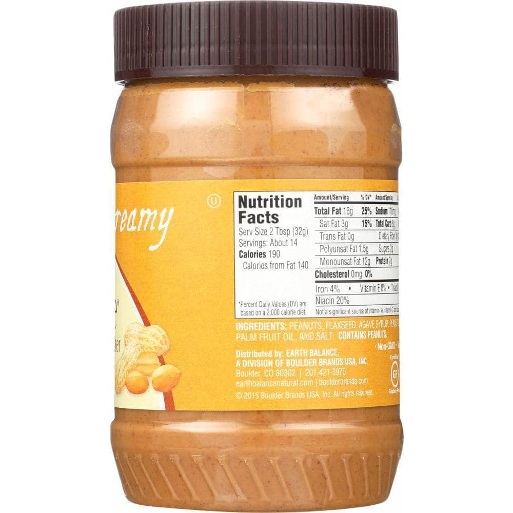 Earth Balance Earth Balance Natural Peanut Butter & Flaxseed Creamy, 16 Oz