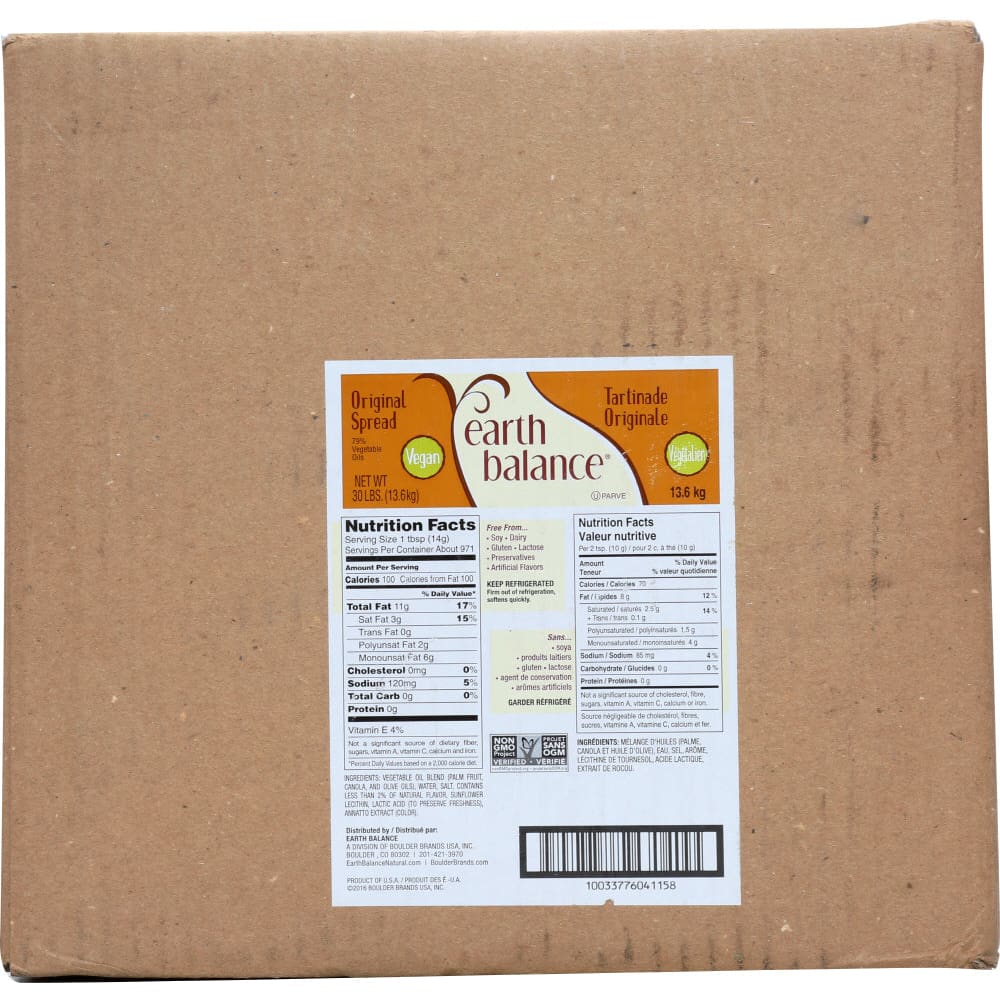 EARTH BALANCE: Original Buttery Spread 30 lb - Grocery > Dairy Dairy Substitutes and Eggs > Butters - EARTH BALANCE