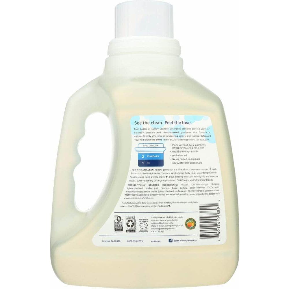 Ecos Earth Friendly Ecos 2x Ultra Laundry Detergent Free and Clear, 100 oz