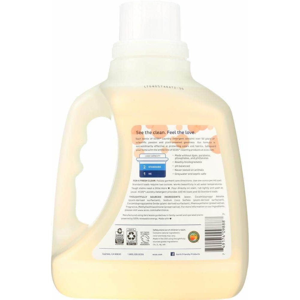 Ecos Earth Friendly Ecos 2x Ultra Liquid Laundry Detergent Magnolia and Lily, 100 oz