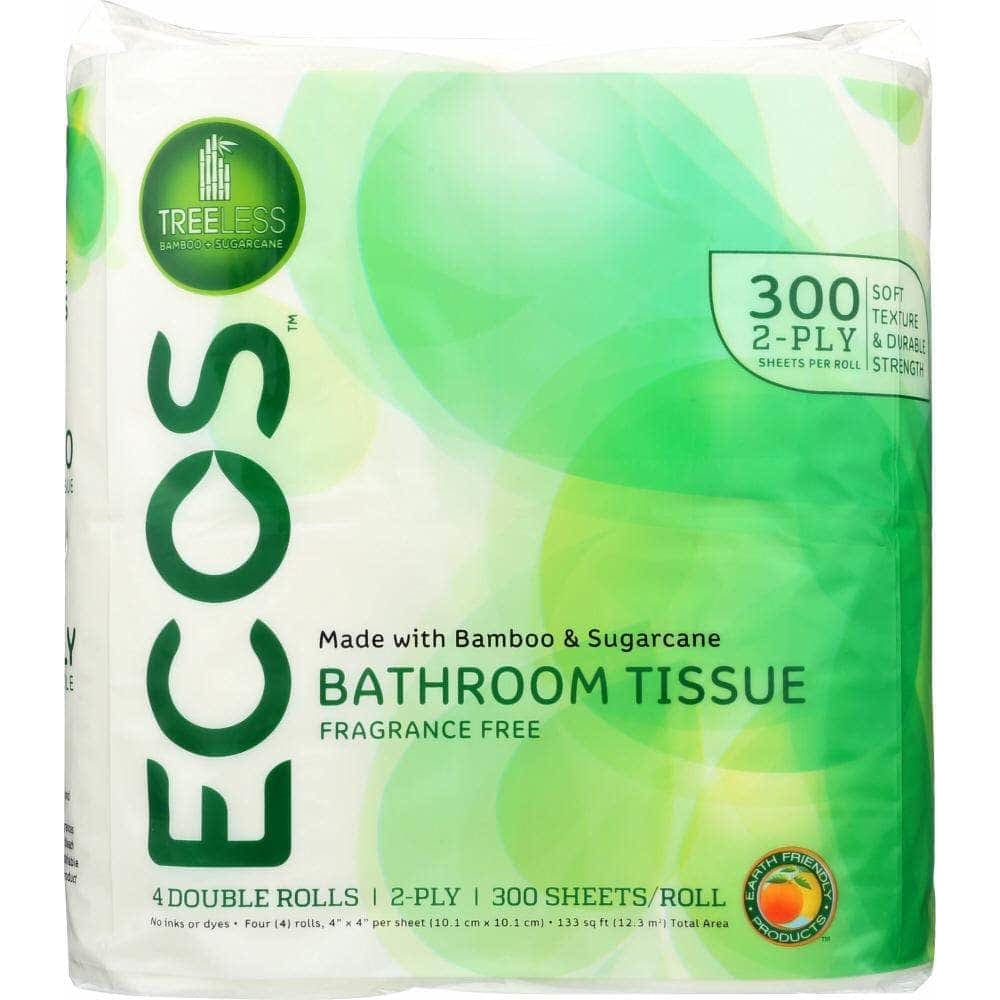 Ecos Earth Friendly Treeless Bathroom Tissue 300 Sheets Per Roll 2 Ply, 4 rl