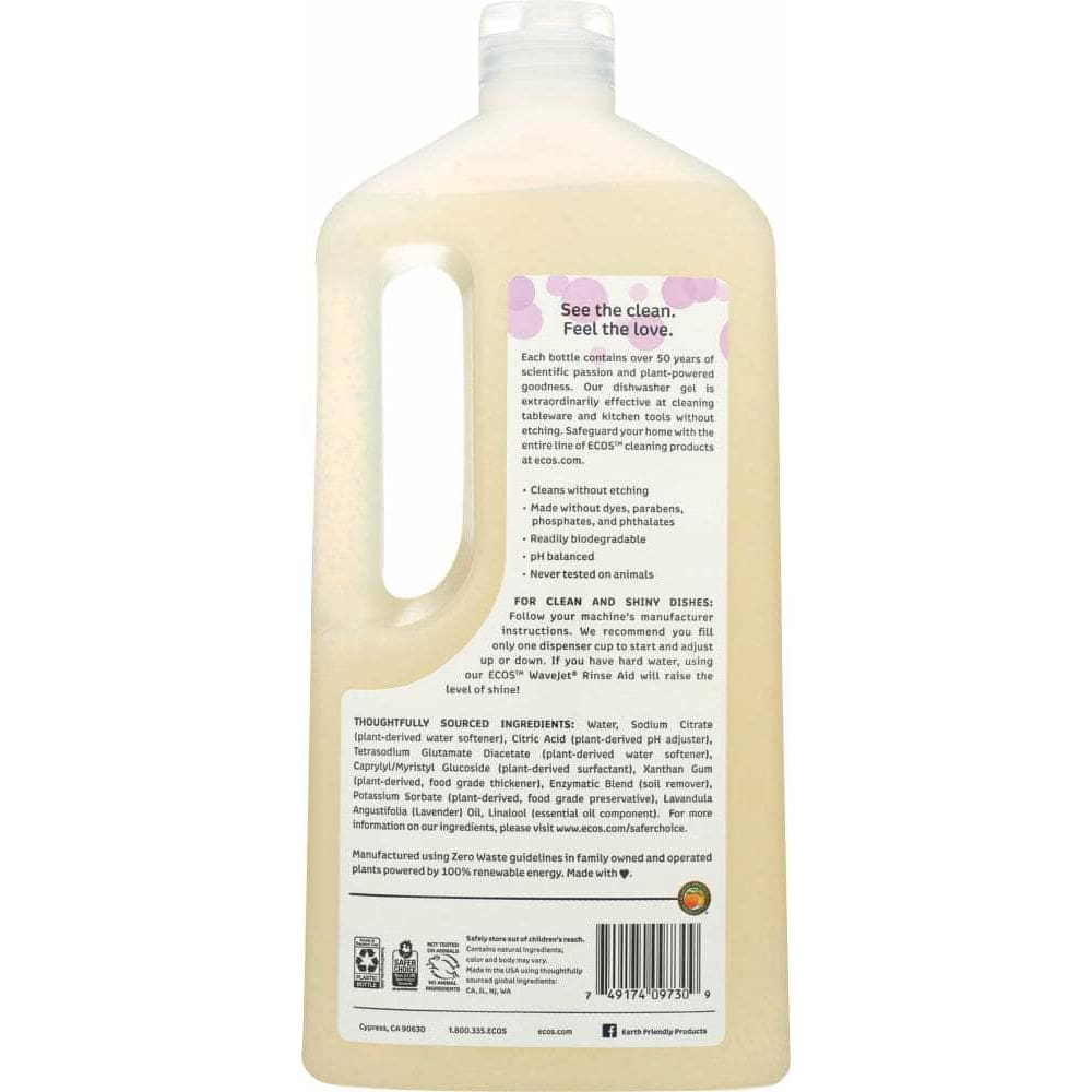 Ecos Earth Friendly Wave Auto Dishwasher Gel Organic Lavender, 40 oz