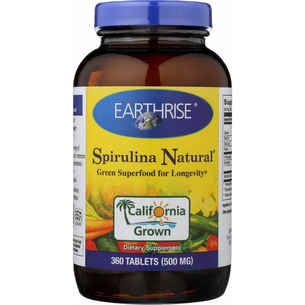 Earthrise Earthrise Spirulina Natural Green Super Food For Longevity 500 mg, 360 Tablets