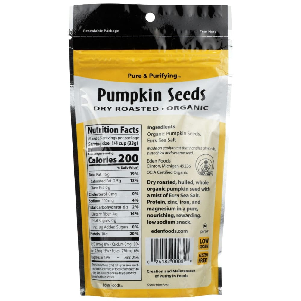 EDEN FOODS: Seed Pumpkin Dry Roasted 4 oz - Grocery > Snacks > Nuts > Seeds - EDEN FOODS