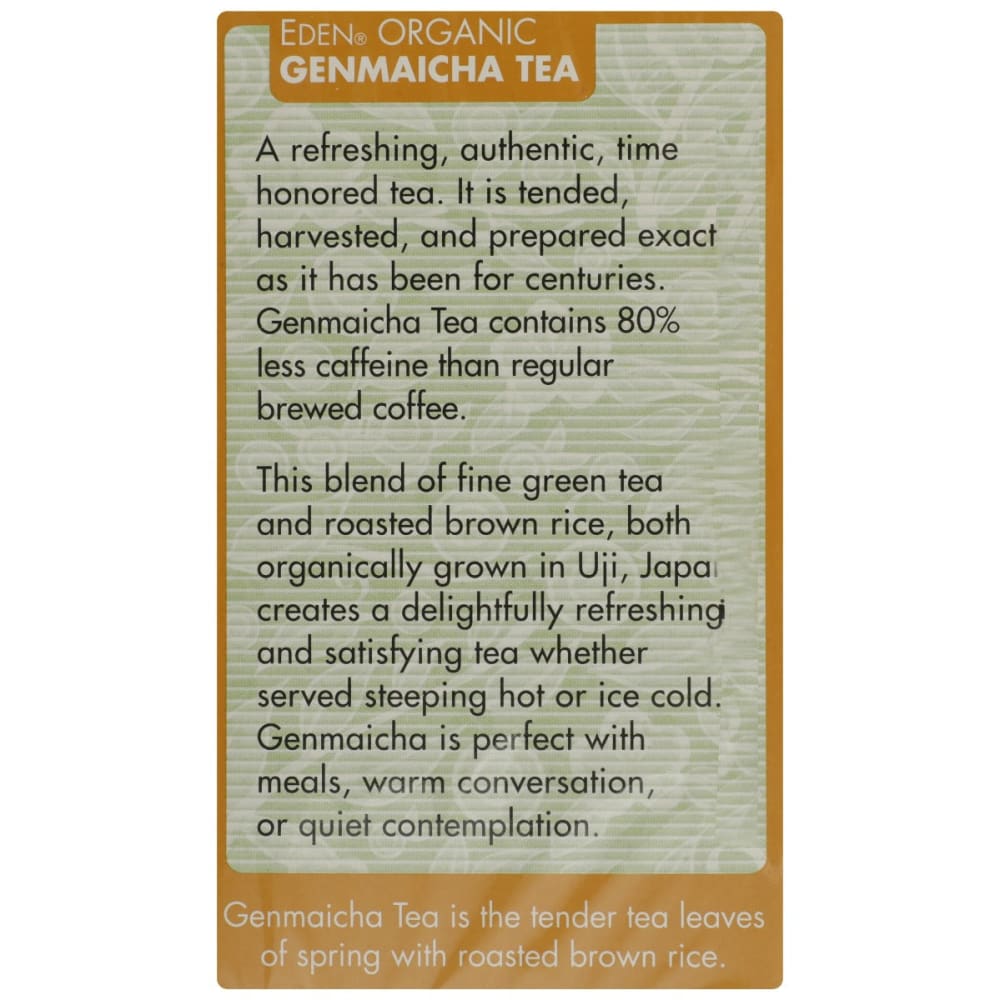 EDEN FOODS: Tea Genmaicha Green Org 16 bg - Grocery > Beverages > Coffee Tea & Hot Cocoa - Eden Foods