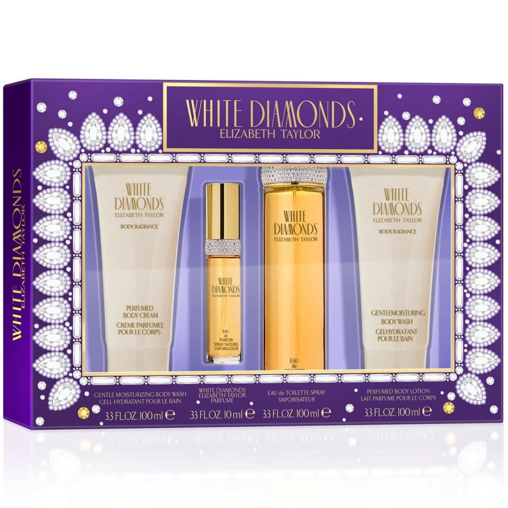 Elizabeth Taylor White Diamonds Fragrance 4 Piece Gift Set - Women’s Perfume - Elizabeth