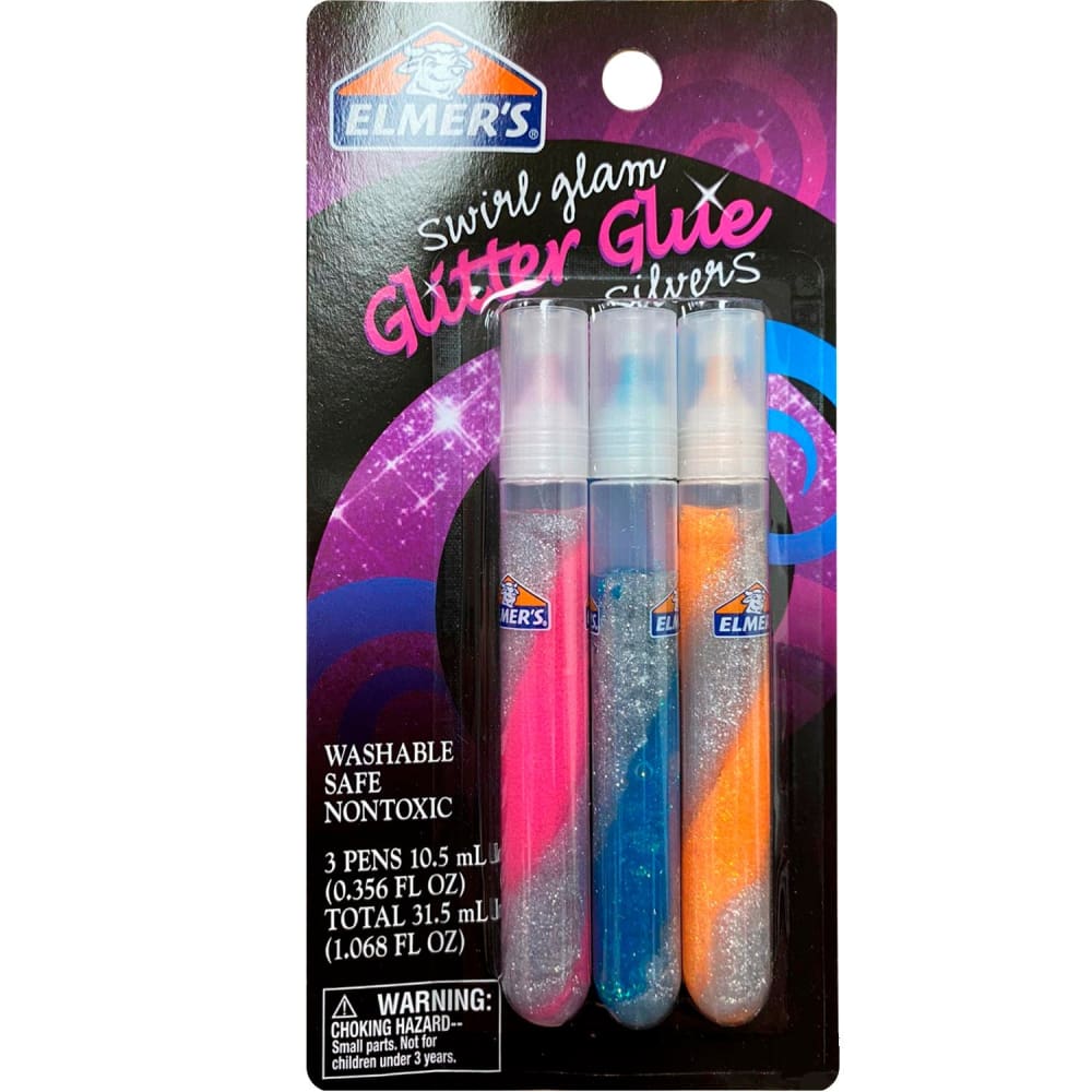 Elmer’s Swim Glam Glitter Glue Silvers - 3 Count - 10.5 ml Each - Glue & Adhesives - Elmer’s