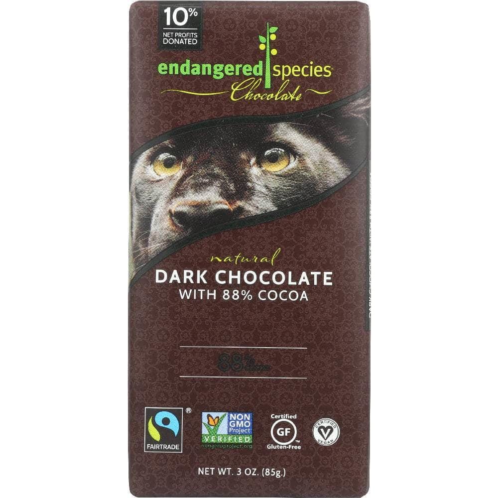 Endangered Species Chocolate Endangered Species Natural Dark Chocolate Bar with 88% Cocoa, 3 oz