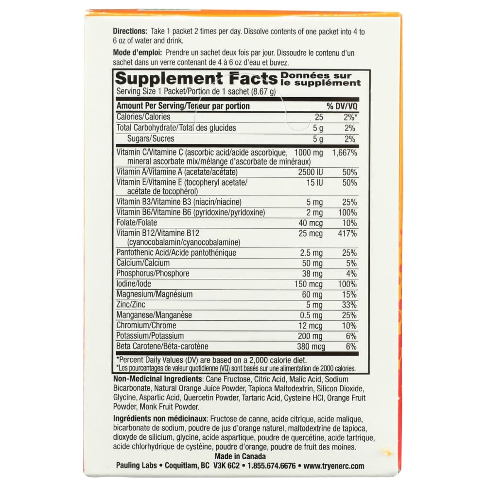 ENER C: Orange Multivitamin Drink Mix 1000mg 30 pc - Vitamins & Supplements > Vitamins & Minerals - ENER C