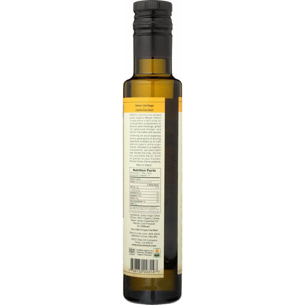 Enzos Table Organic Enzo Olive Oil Co Meyer Lemon Infused Organic Extra Virgin Olive Oil, 250 ml