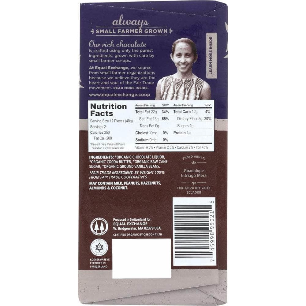 EQUAL EXCHANGE Equal Exchange Organic Extreme Dark Chocolate Bar, 2.8 Oz