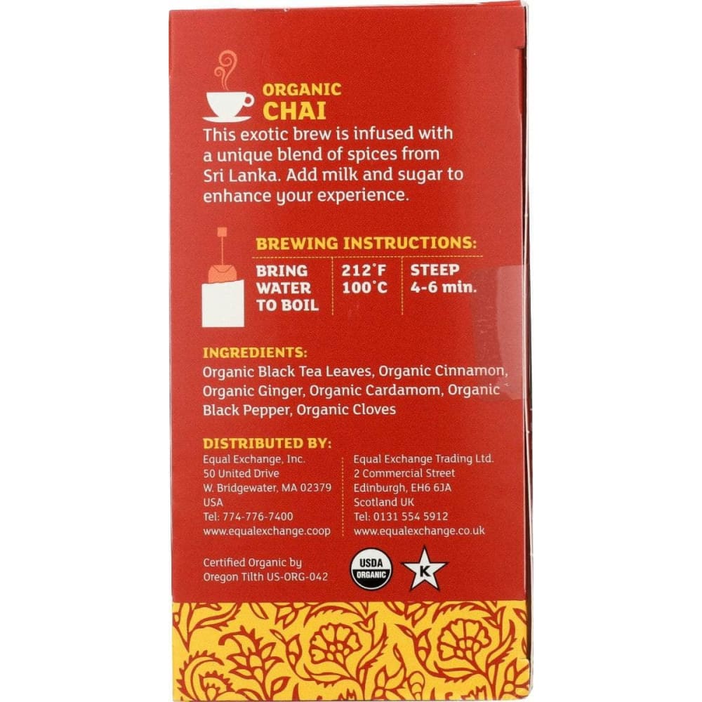 EQUAL EXCHANGE Equal Exchange Tea Chai Black Organic, 20 Bg