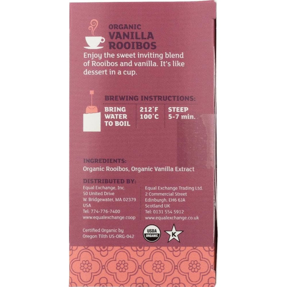 EQUAL EXCHANGE Equal Exchange Tea Vanilla Rooibos Org, 20 Bg