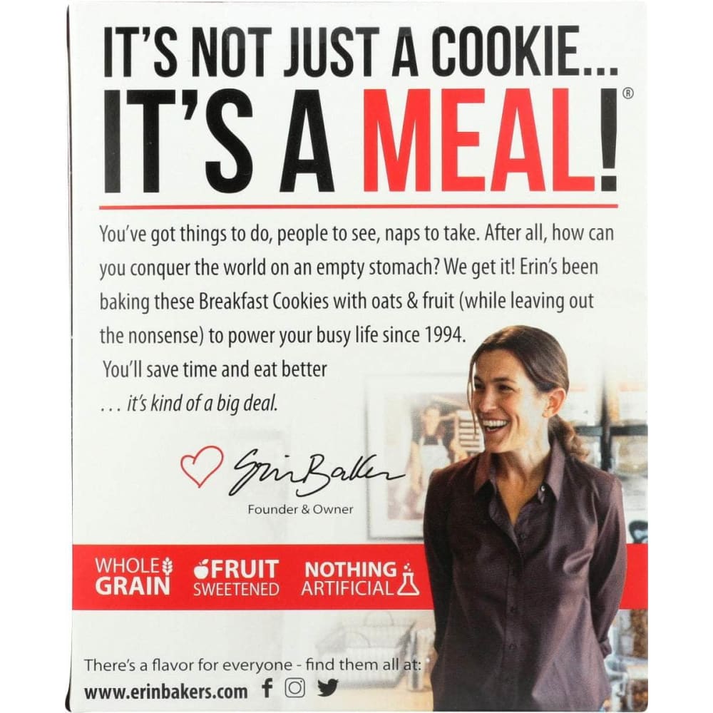 ERIN BAKERS Grocery > Snacks > Cookies ERIN BAKERS: Breakfast Cookie Double Chocolate, 12 oz