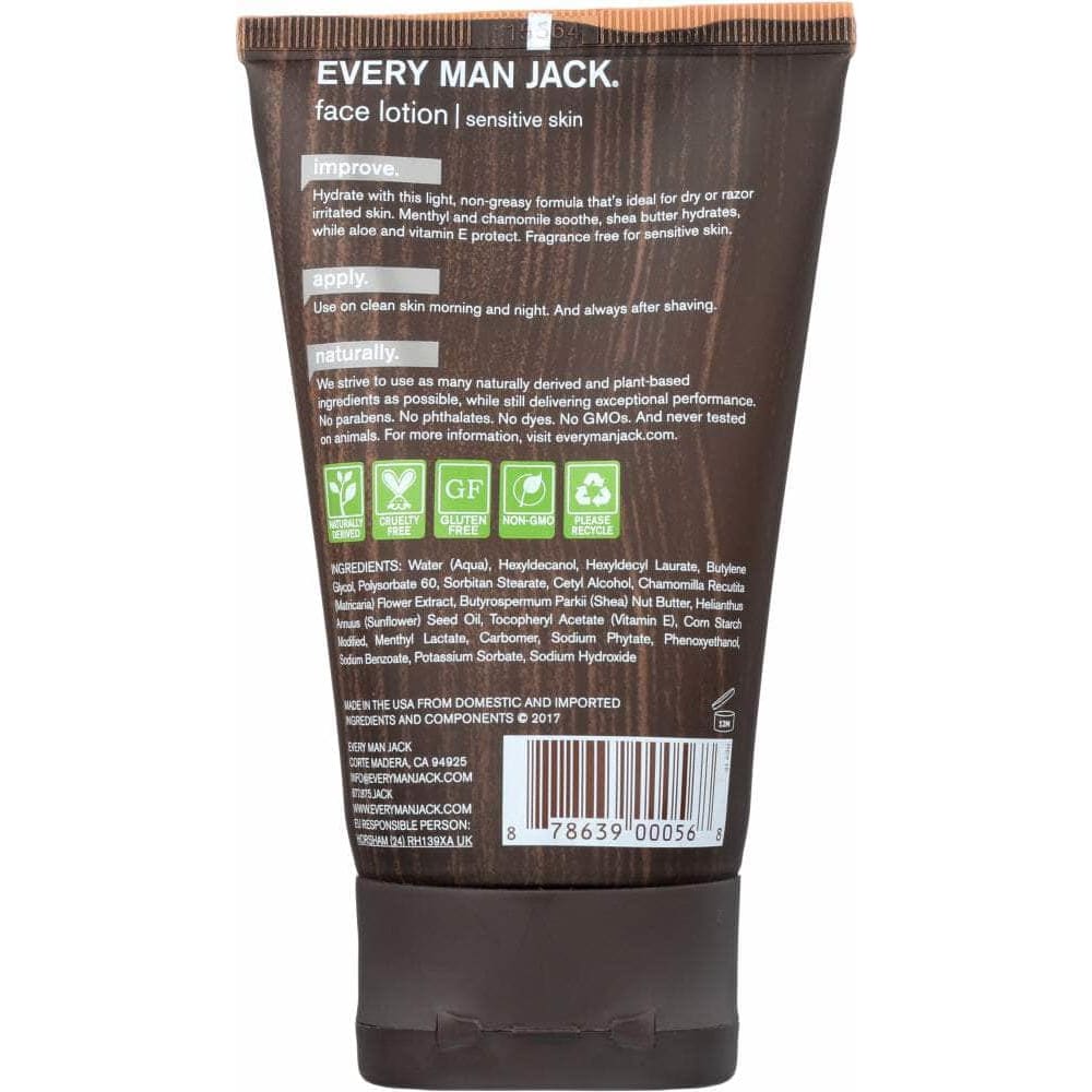 EVERY MAN JACK Every Man Jack Face Lotion And Post-Shave Fragrance Free, 4.2 Oz