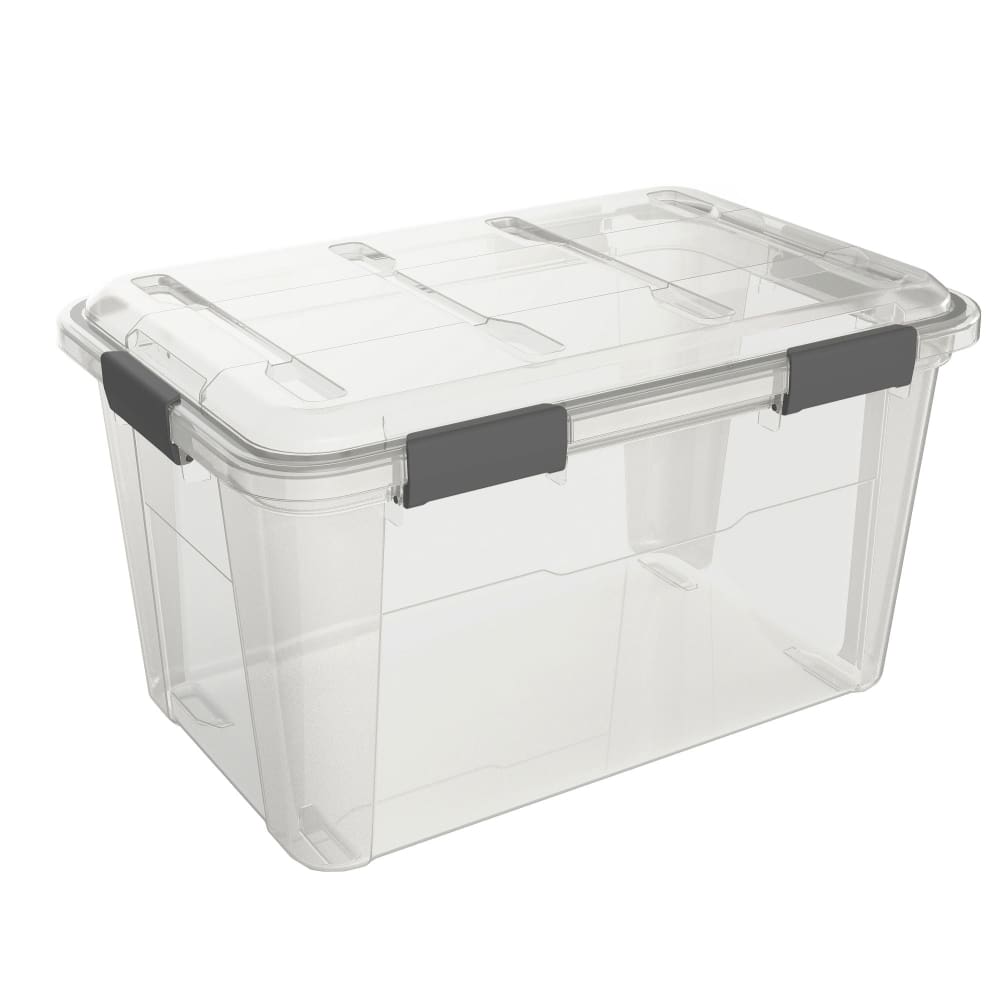 Ezy Storage Waterproof Clear Latching Tote 50 L - Ezy Storage