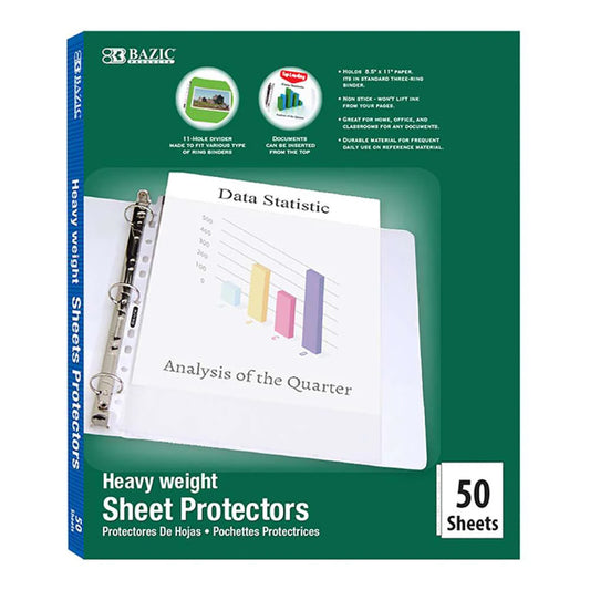 50Ct Sheet Protectors Heavy Weight Top Loading (Pack of 6)