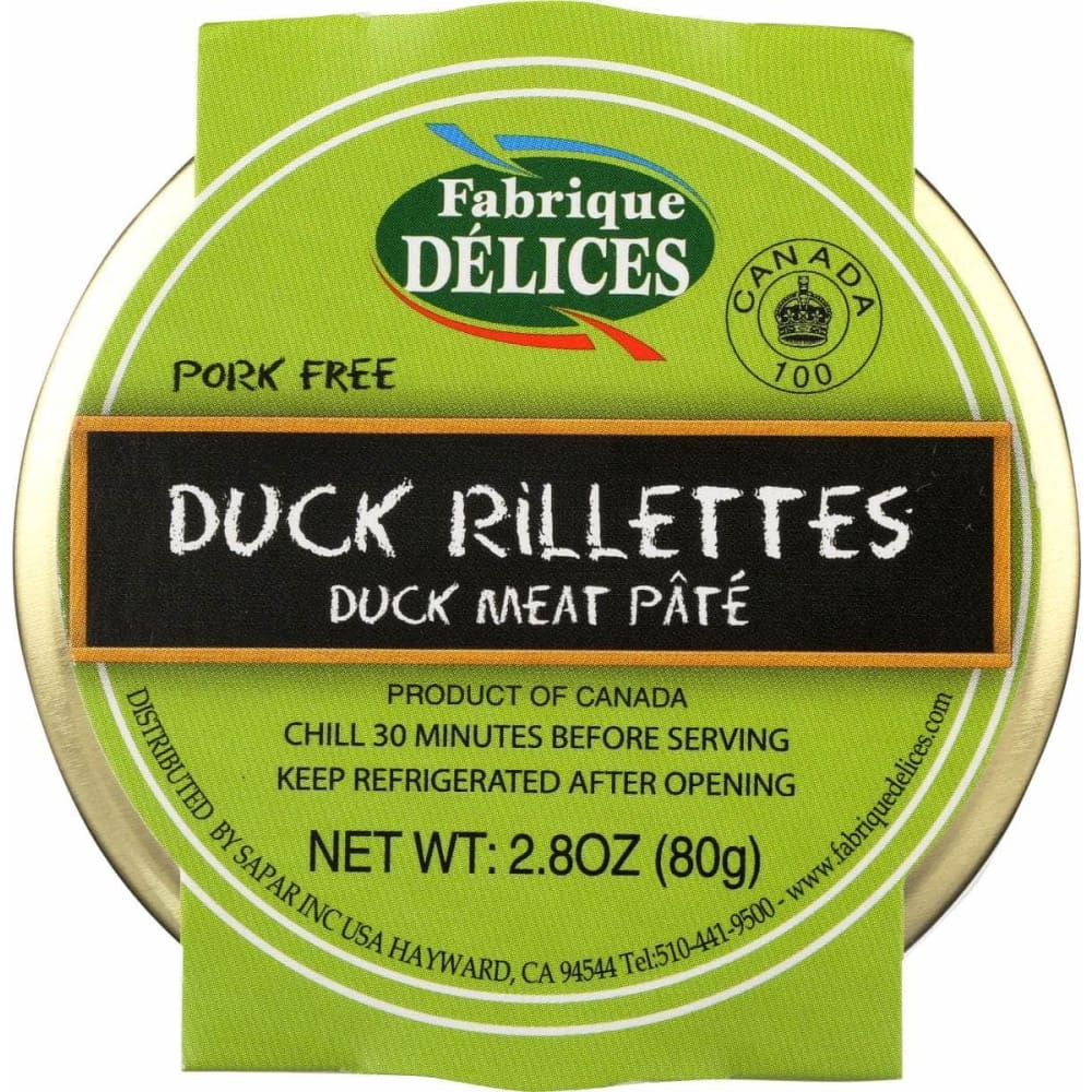 FABRIQUE DELICES Grocery > Pantry > Food FABRIQUE DELICES: Duck Rillettes Glass Jar, 2.8 oz