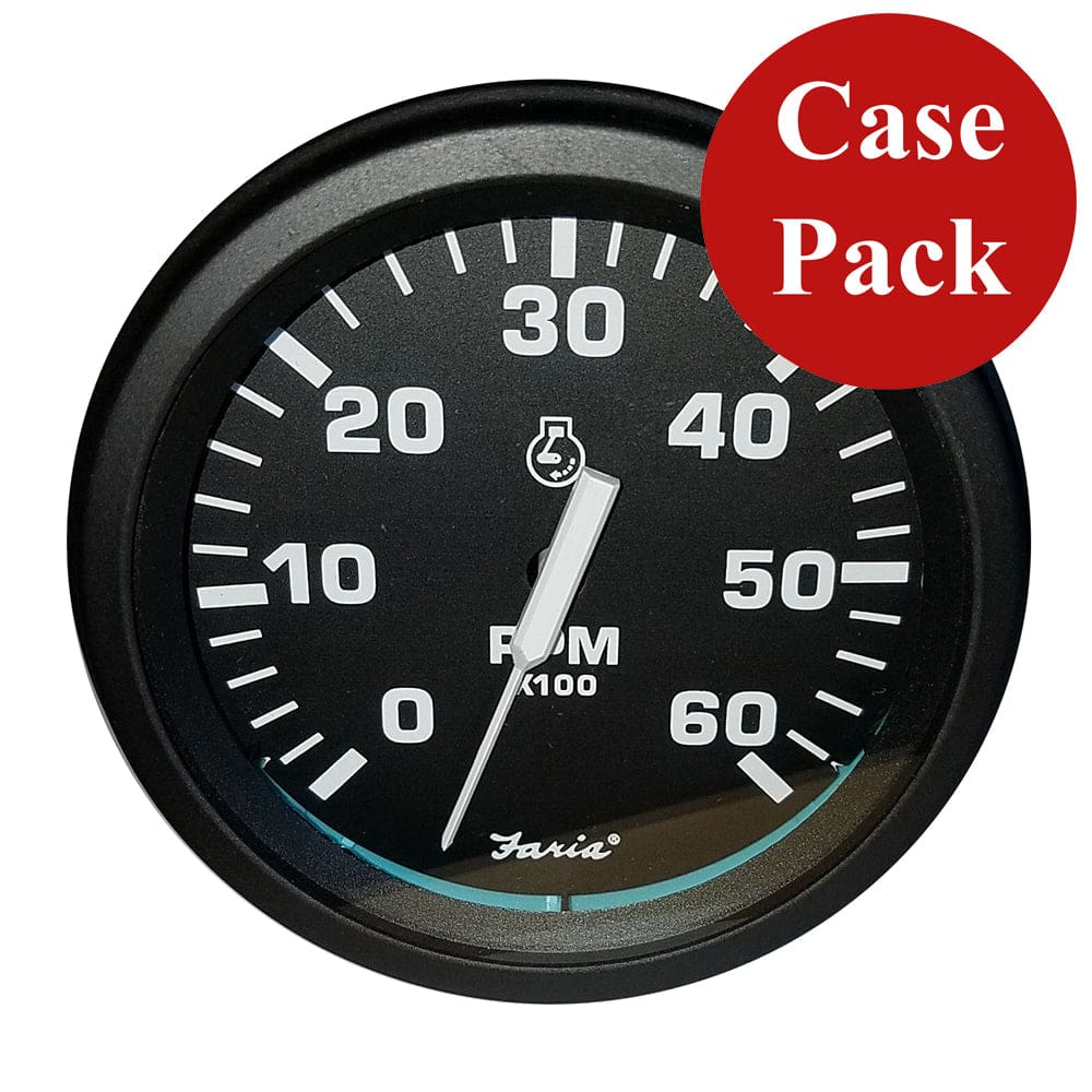 Faria 4 Heavy-Duty Tachometer (6000 RPM) Gas - Black *Bulk Case of 12* - Marine Navigation & Instruments | Gauges,Boat Outfitting | Gauges -