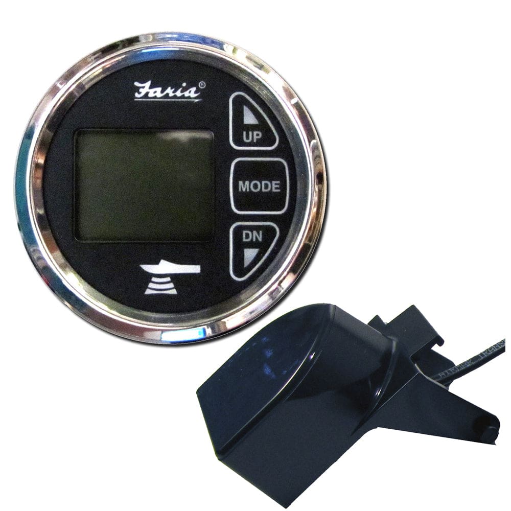 Faria Chesapeake Black 2 Dual Depth & Temp Sounder w/ Transom Mount Transducer - Marine Navigation & Instruments | Gauges,Boat Outfitting |