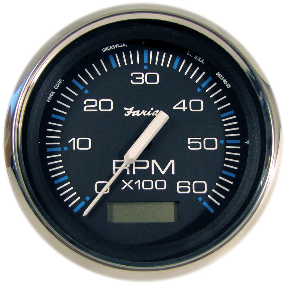 Faria Chesapeake Black 4 Tachometer w/ Hourmeter - 6000 RPM (Gas) (Inboard) - Marine Navigation & Instruments | Gauges,Boat Outfitting |
