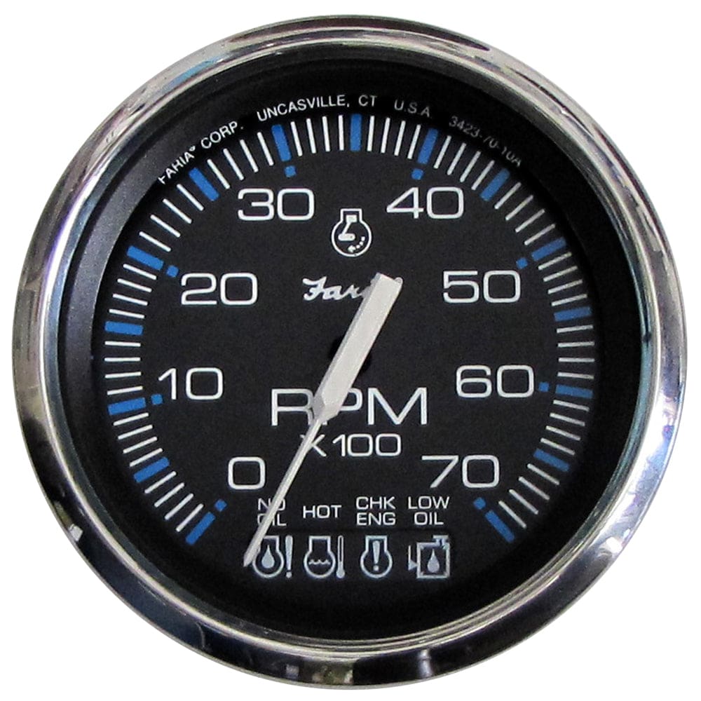 Faria Chesapeake Black SS 4 Tachometer w/ Systemcheck Indicator - 7000 RPM (Gas) f/ Johnson / Evinrude Outboard) - Marine Navigation &