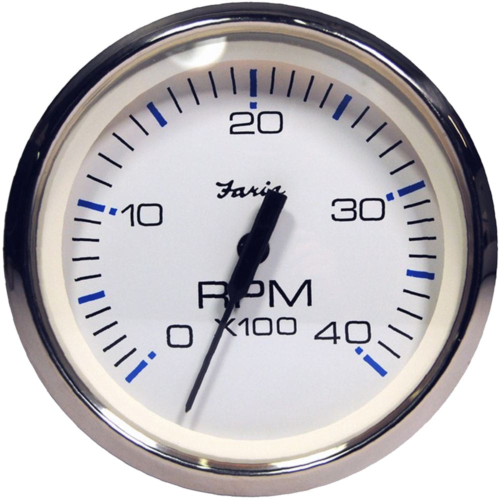 Faria Chesapeake White SS 4 Tachometer - 4000 RPM (Diesel) (Magnetic Pick-Up) - Marine Navigation & Instruments | Gauges,Boat Outfitting |