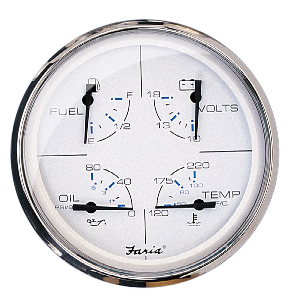 Faria Chesapeake White SS 5 Multifunction Gauge - Marine Navigation & Instruments | Gauges,Boat Outfitting | Gauges - Faria Beede