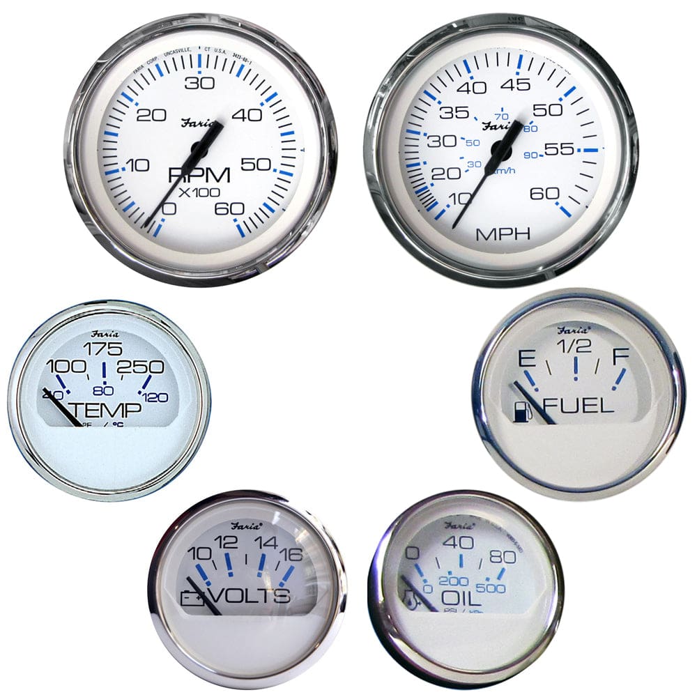 Faria Chesapeake White SS Boxed Set - Inboard Motors - Marine Navigation & Instruments | Gauges,Boat Outfitting | Gauges - Faria Beede